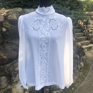 Delicate vintage sheer lace blouse